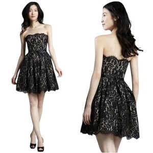 Robert Rodriguez Target Black Lace Strapless Midi Dress Sweetheart Neckline Sz 6